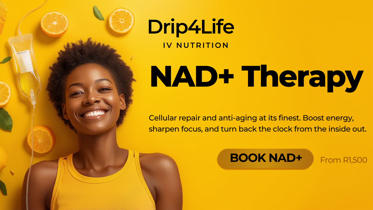 NAD+ Therapy – From R1,500. Cellular repair and anti-aging. Book now.